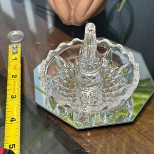 Sparkling Cut Crystal Ring Holder Dish / Jewelry Trinket Organizer